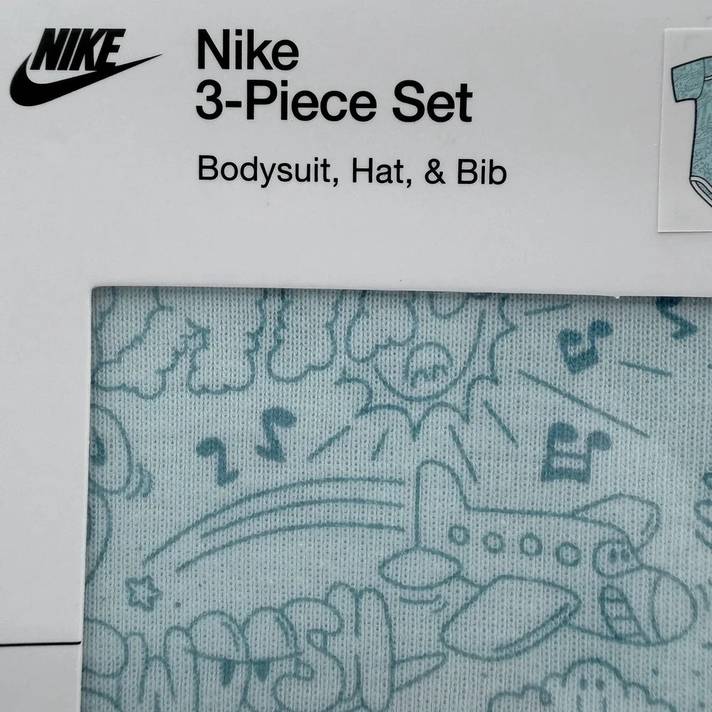 Jordan Baby 3Pc Newborn‎ Outfit Set Bodysuit Hat Bib 0-6M Jersey Blue NIB